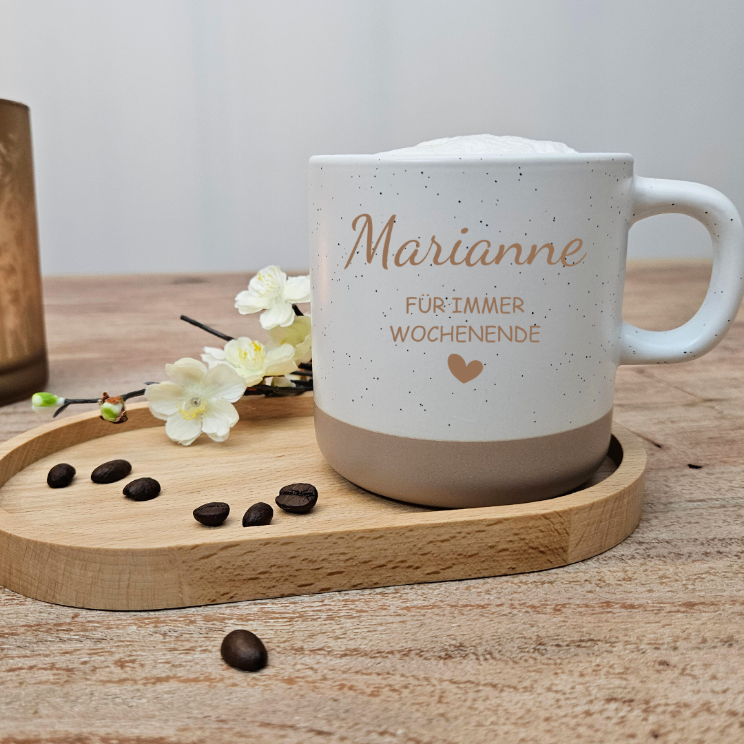 Tasse Ruhestand mit individueller Namensgravur und Spruch für immer Wochenende