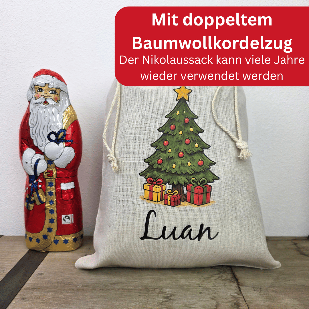 Weihnachtssack personalisiert mit Namen – WEIHNACHTSBAUM