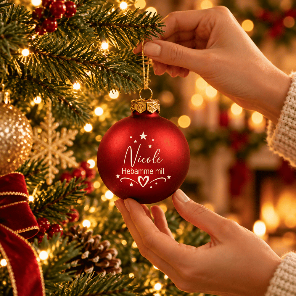 Weihnachtskugel mit Namen – Erzieherin, Kollegin & Hebamme mit Herz
