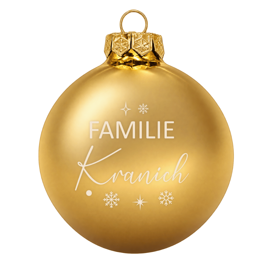 Weihnachtskugel personalisiert mit Familiennamen aus Glas