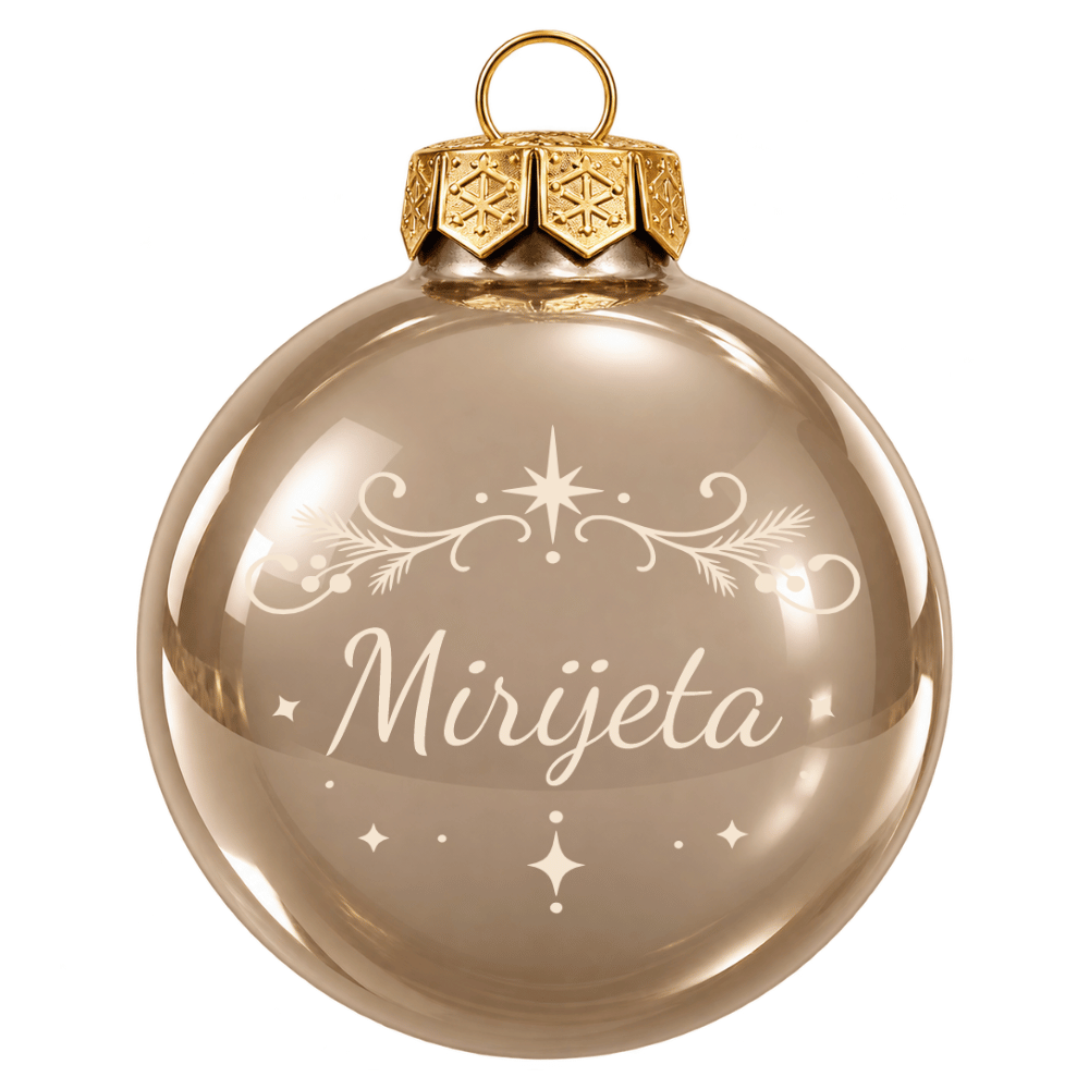 Weihnachtskugel personalisiert aus Glas mit Namen – Zweige & Sterne