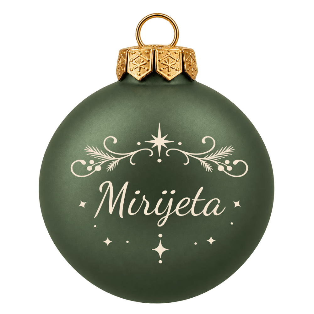 Weihnachtskugel personalisiert aus Glas mit Namen – Zweige & Sterne