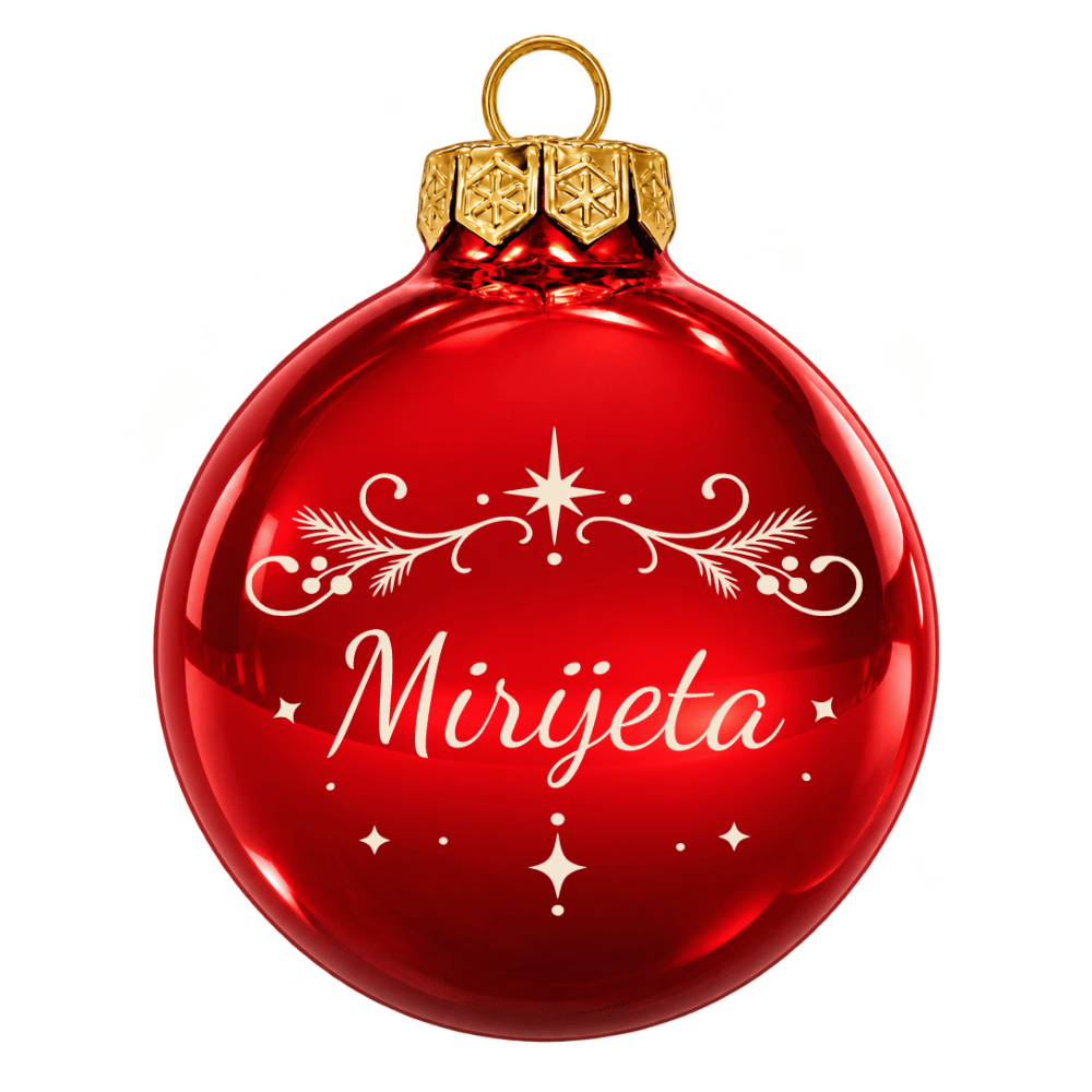 Weihnachtskugel personalisiert aus Glas mit Namen – Zweige & Sterne