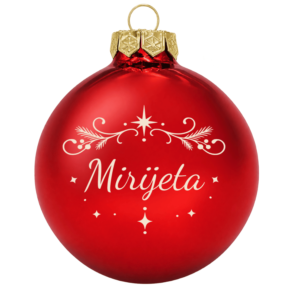 Weihnachtskugel personalisiert aus Glas mit Namen – Zweige & Sterne