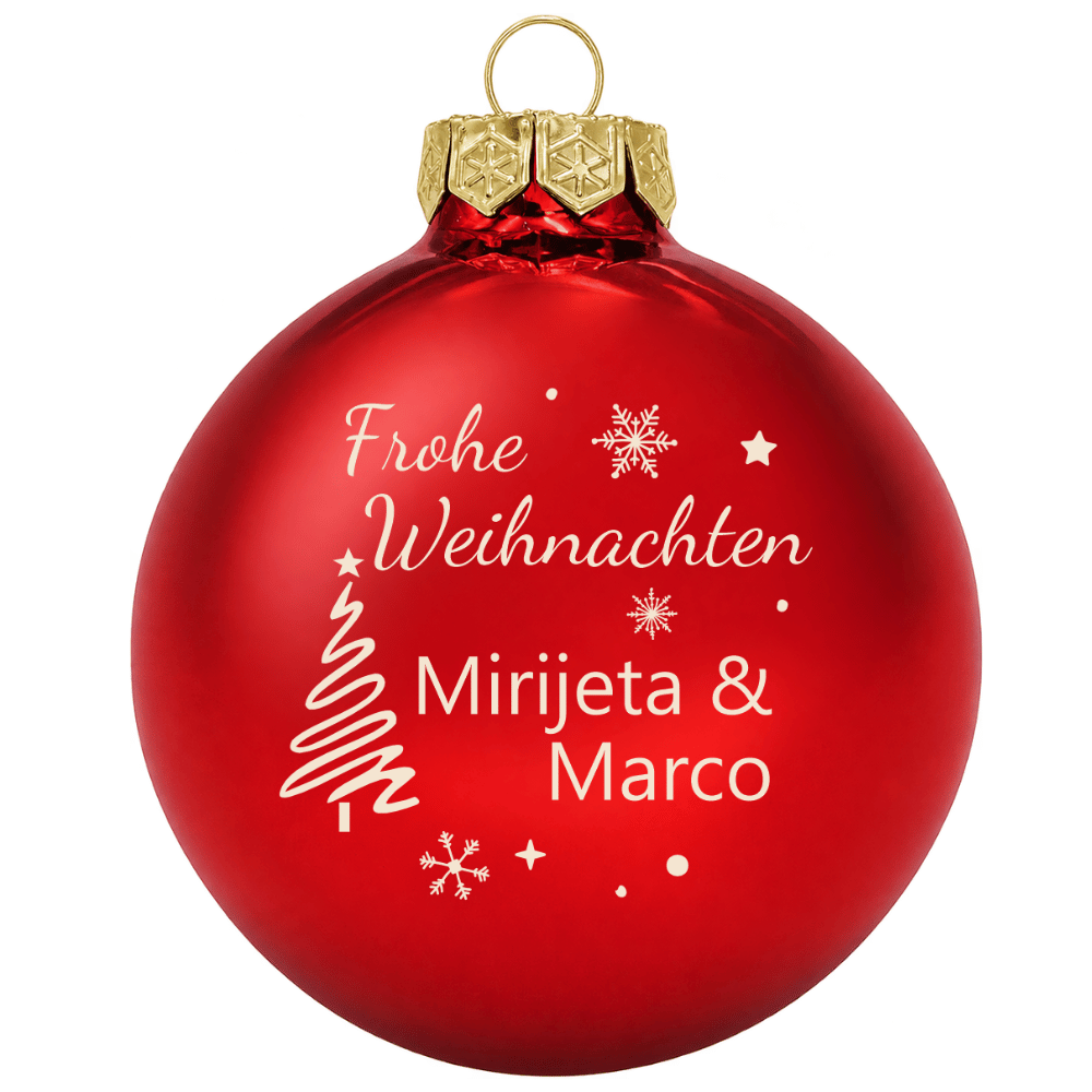Weihnachtskugel personalisiert aus Glas – Frohe Weihnachten mit 1 oder 2 Namen