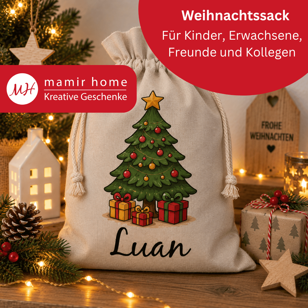 Weihnachtssack personalisiert mit Namen – WEIHNACHTSBAUM