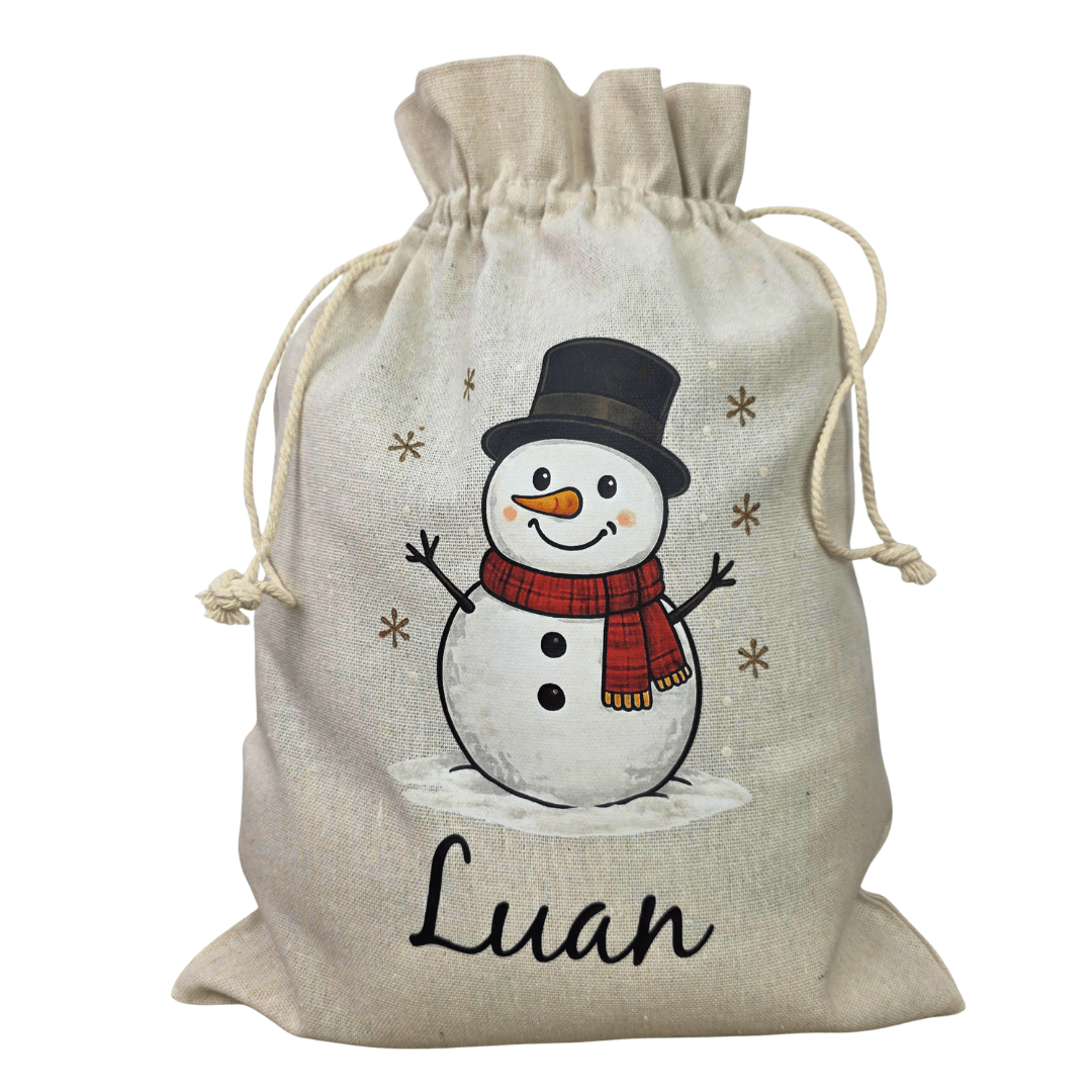 Nikolaussack personalisiert mit Namen – Schneemann Weihnachtssack