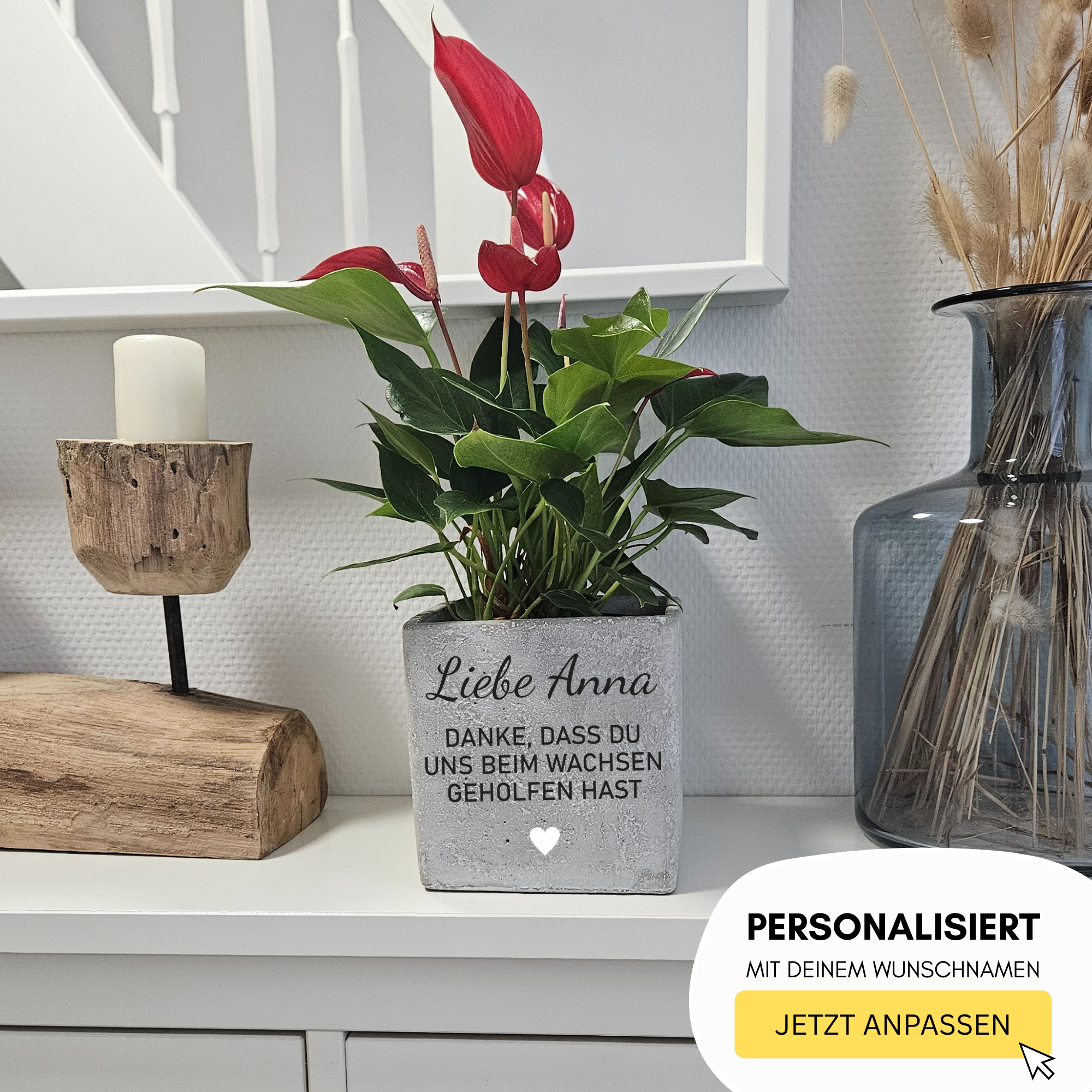 Kleiner personalisierter Blumentopf als Abschiedsgeschenk für Erzieherin