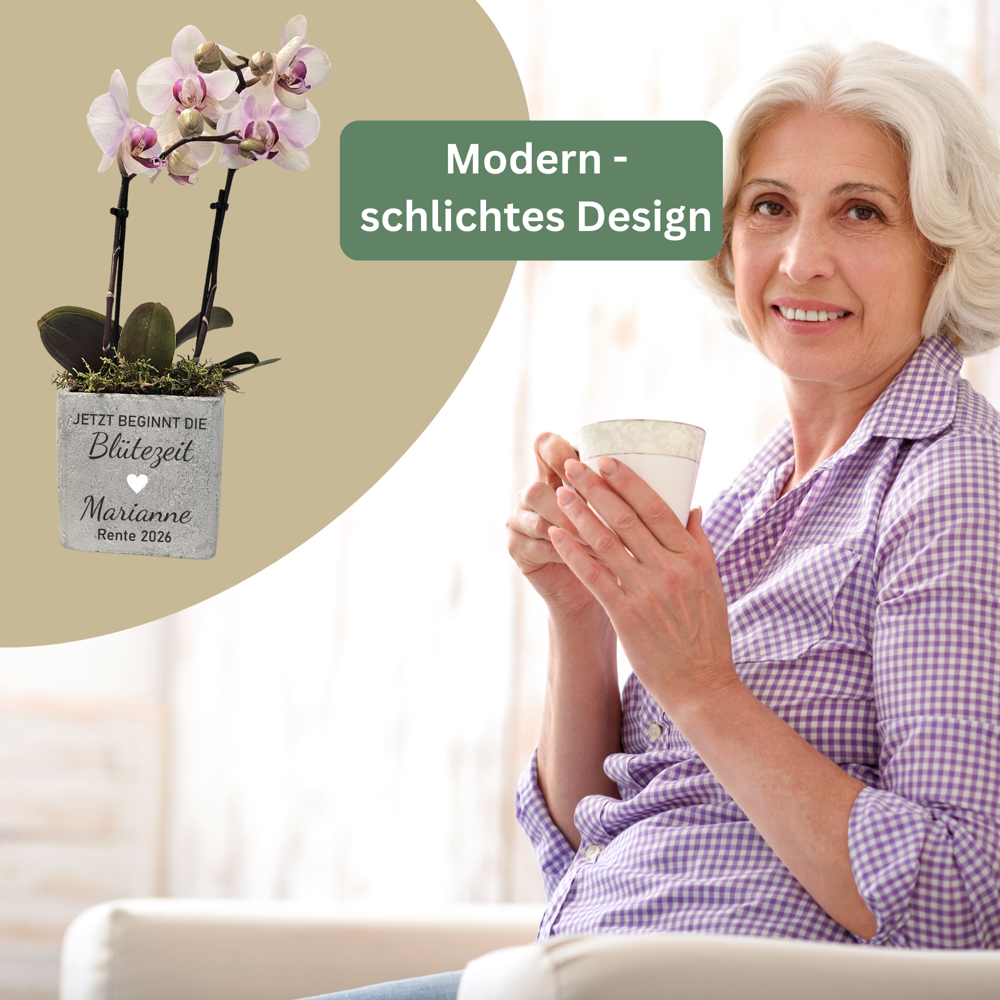 Personalisiertes Abschiedsgeschenk zur Rente – Blumentopf „Jetzt beginnt die Blütezeit“ mit Namen & Wunschtext