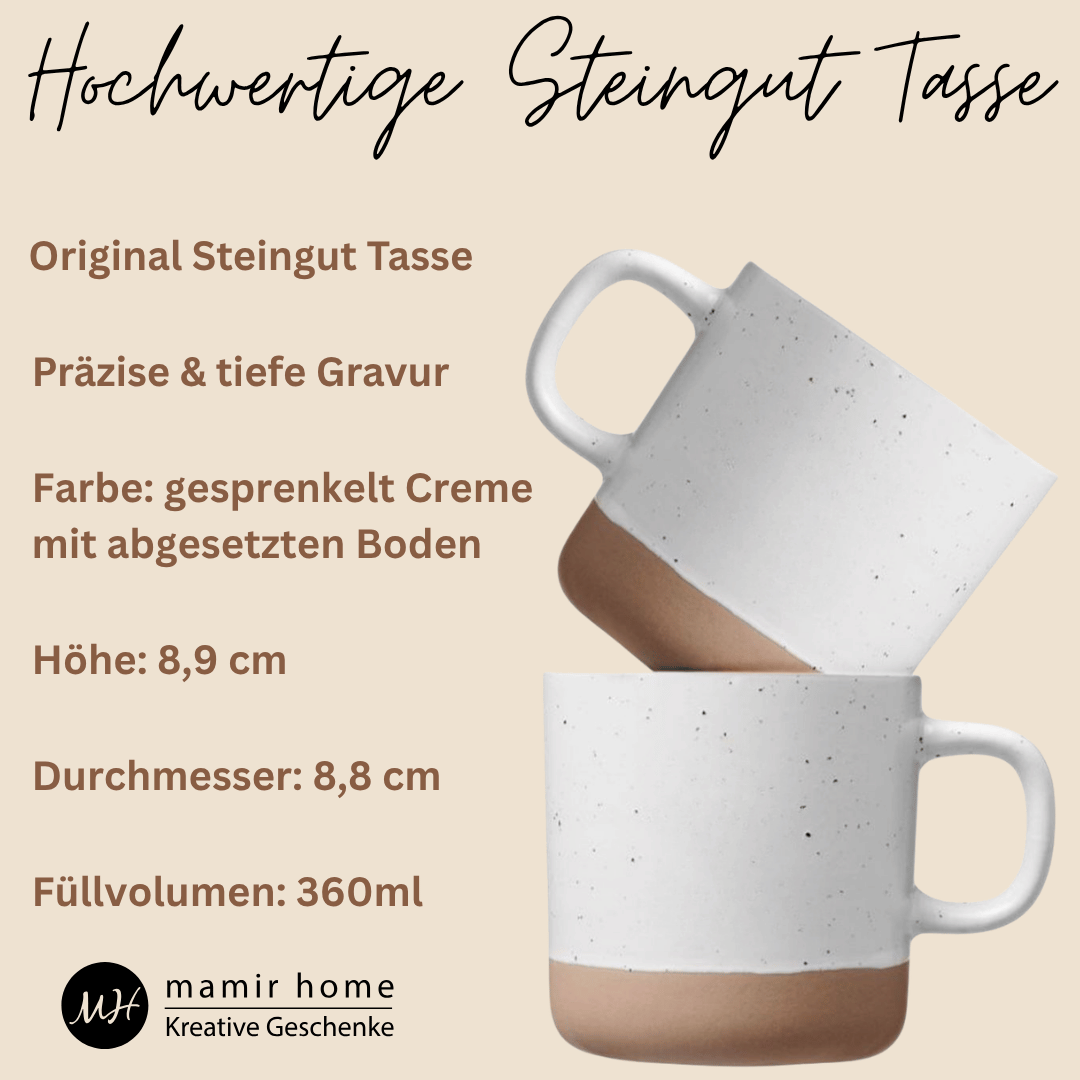 Geschenk für Freundin – Steingut Tasse „Glück ist, eine Freundin wie dich zu haben“