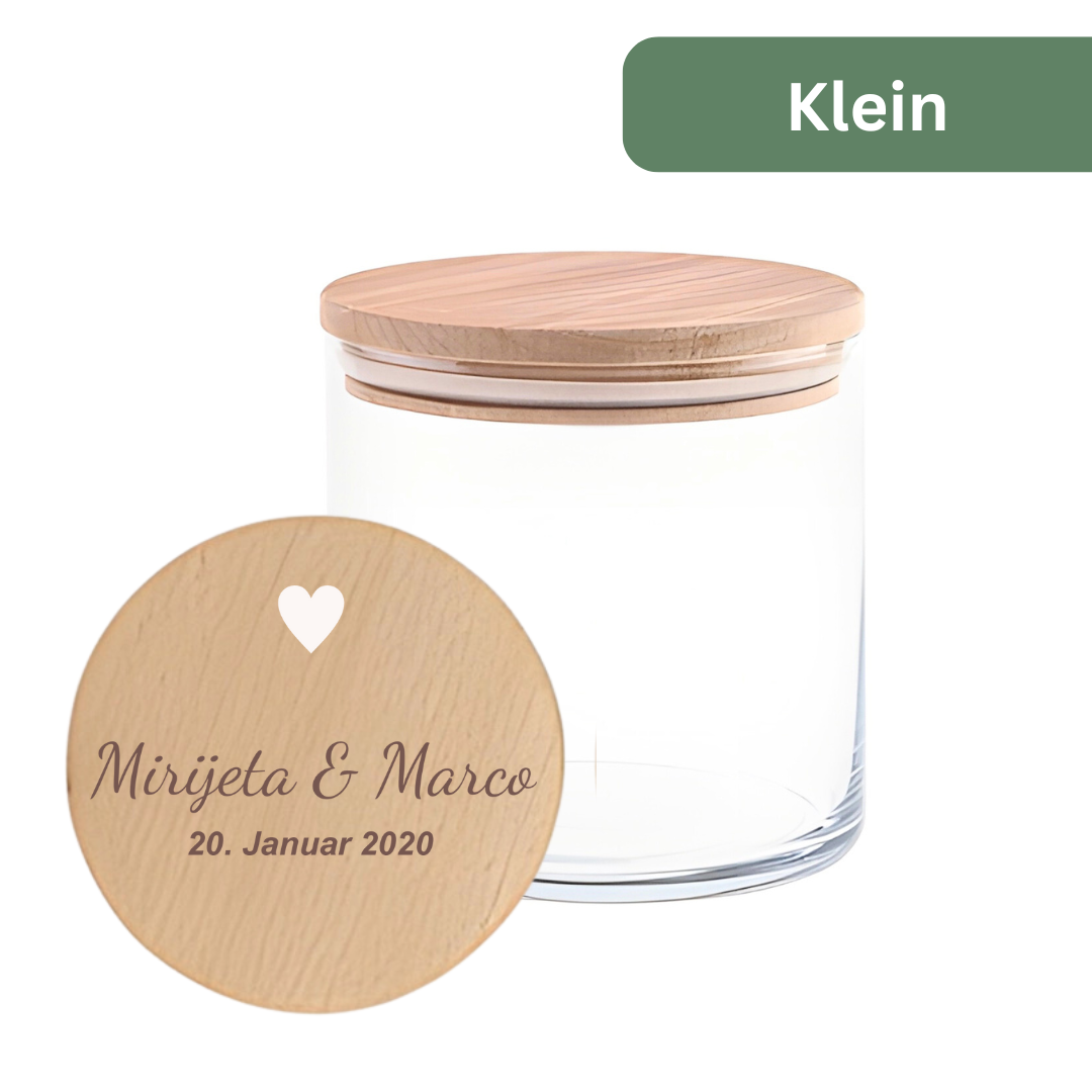 Personalisiertes Hochzeitsgeschenk – Geldgeschenk Hochzeit für das Brautpaar aus Glas mit Gravur | 3 Größen