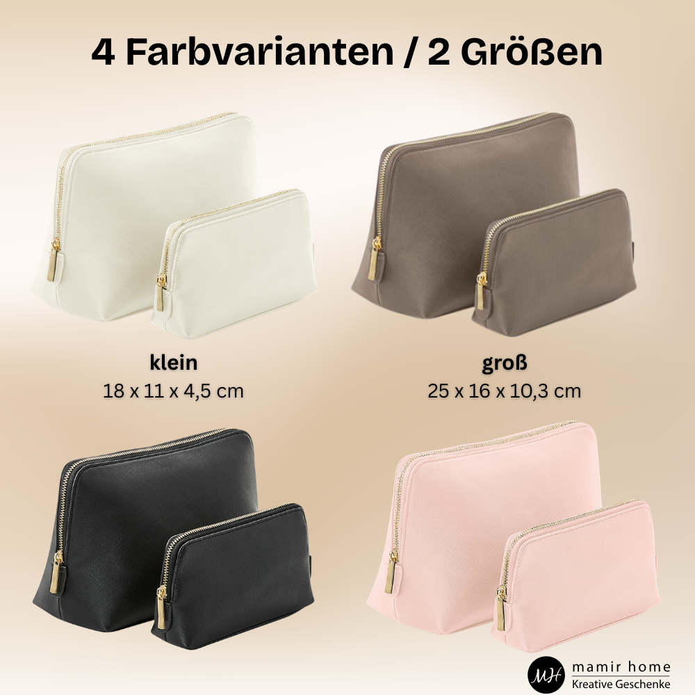 Kosmetiktasche personalisiert mit Initial & Name – Schminktasche & Kulturtasche Damen | Geschenk für Frauen mit Namen