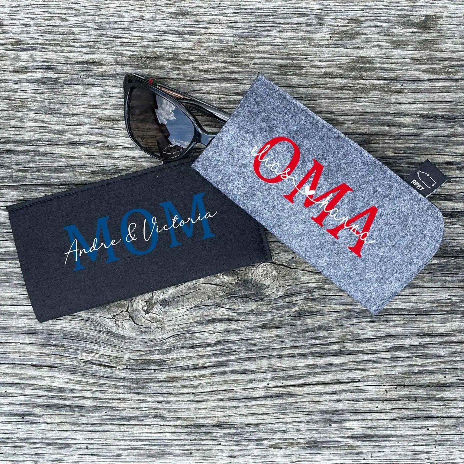 Brillenetui OMA OPA MAMAM PAPA mit Namen personalisiert – Filz Hülle für Brillen