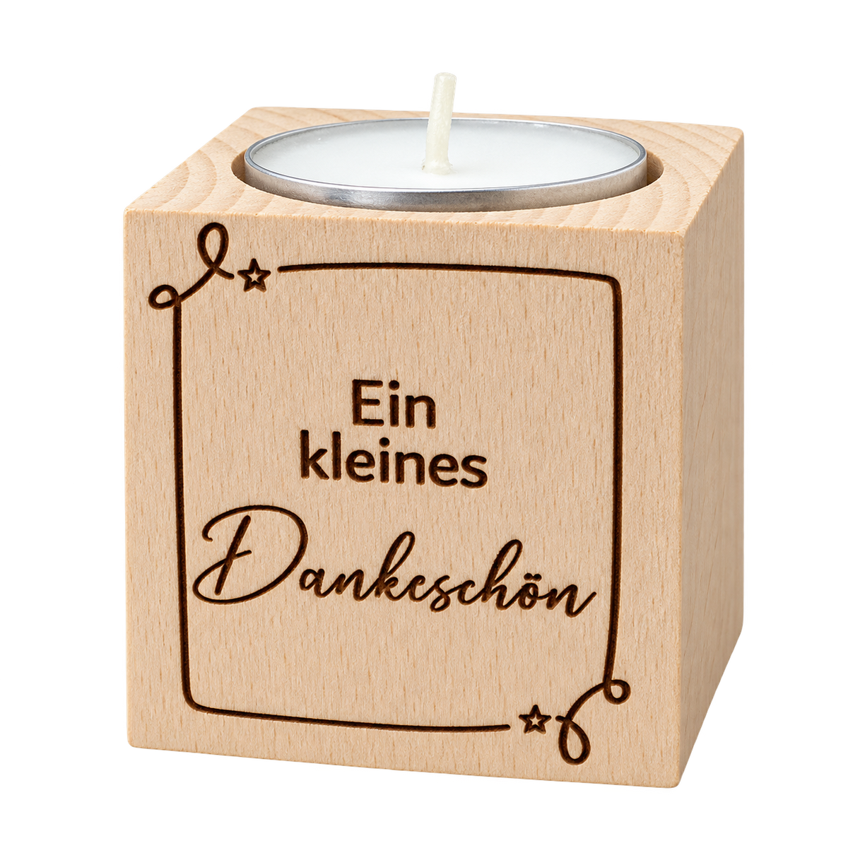 Teelichthalter Holz „Ein kleines Dankeschön“ – Geschenk für Kollegen