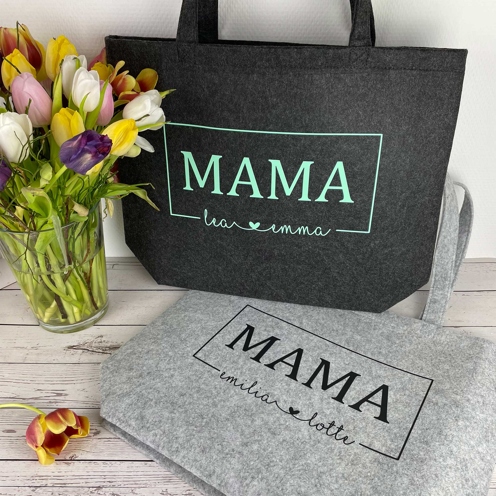 Tasche Oma personalisiert mit Namen | XL Filztasche Oma personalisiert mit Name