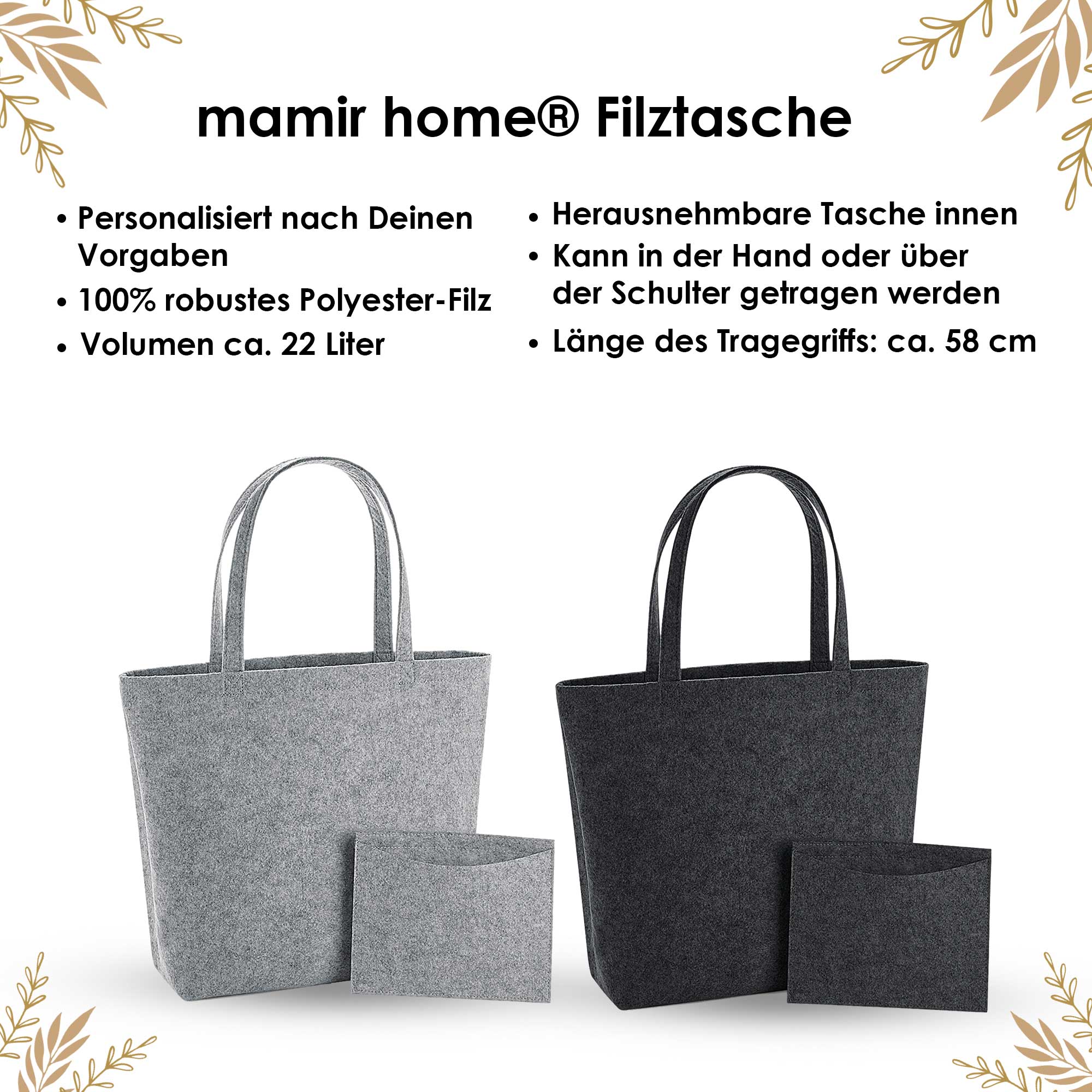 Tasche Oma personalisiert mit Namen | XL Filztasche Oma personalisiert mit Name