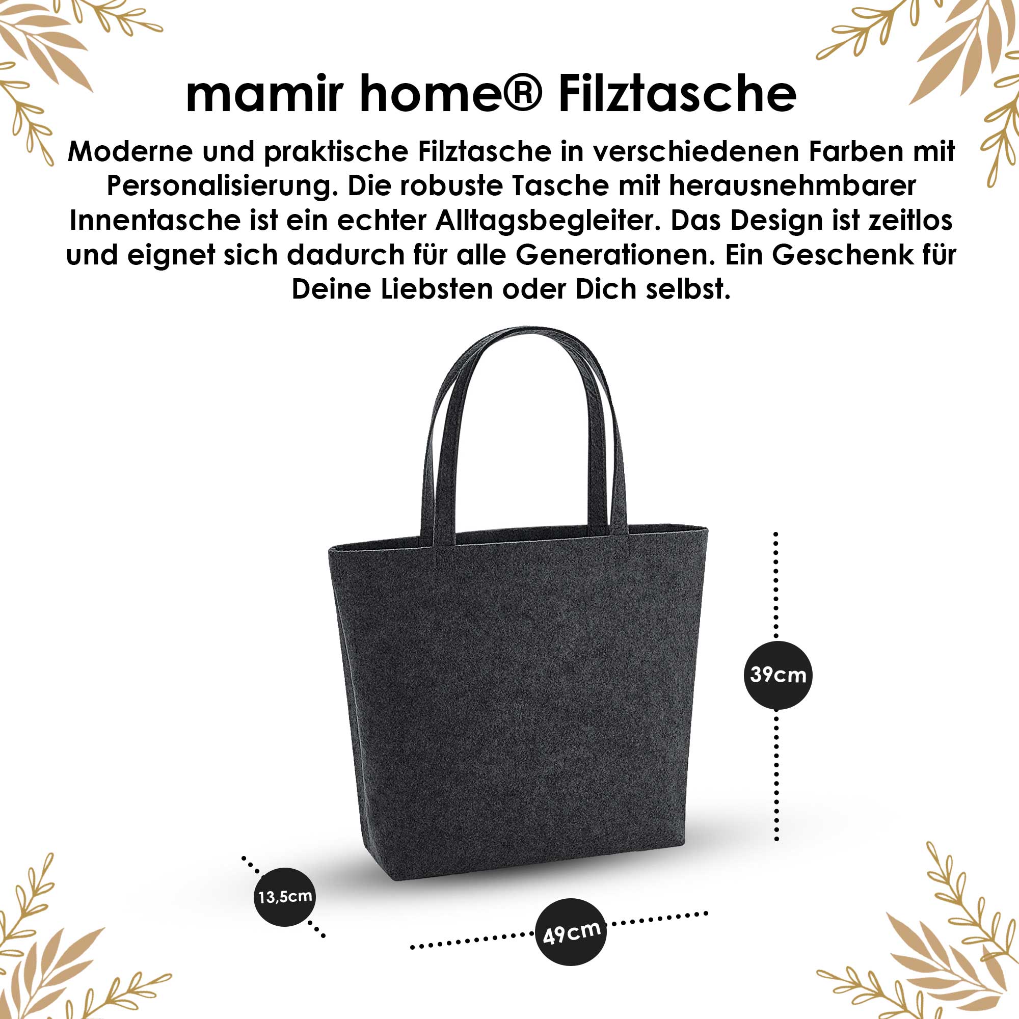 Tasche Oma personalisiert mit Namen | XL Filztasche Oma personalisiert mit Name