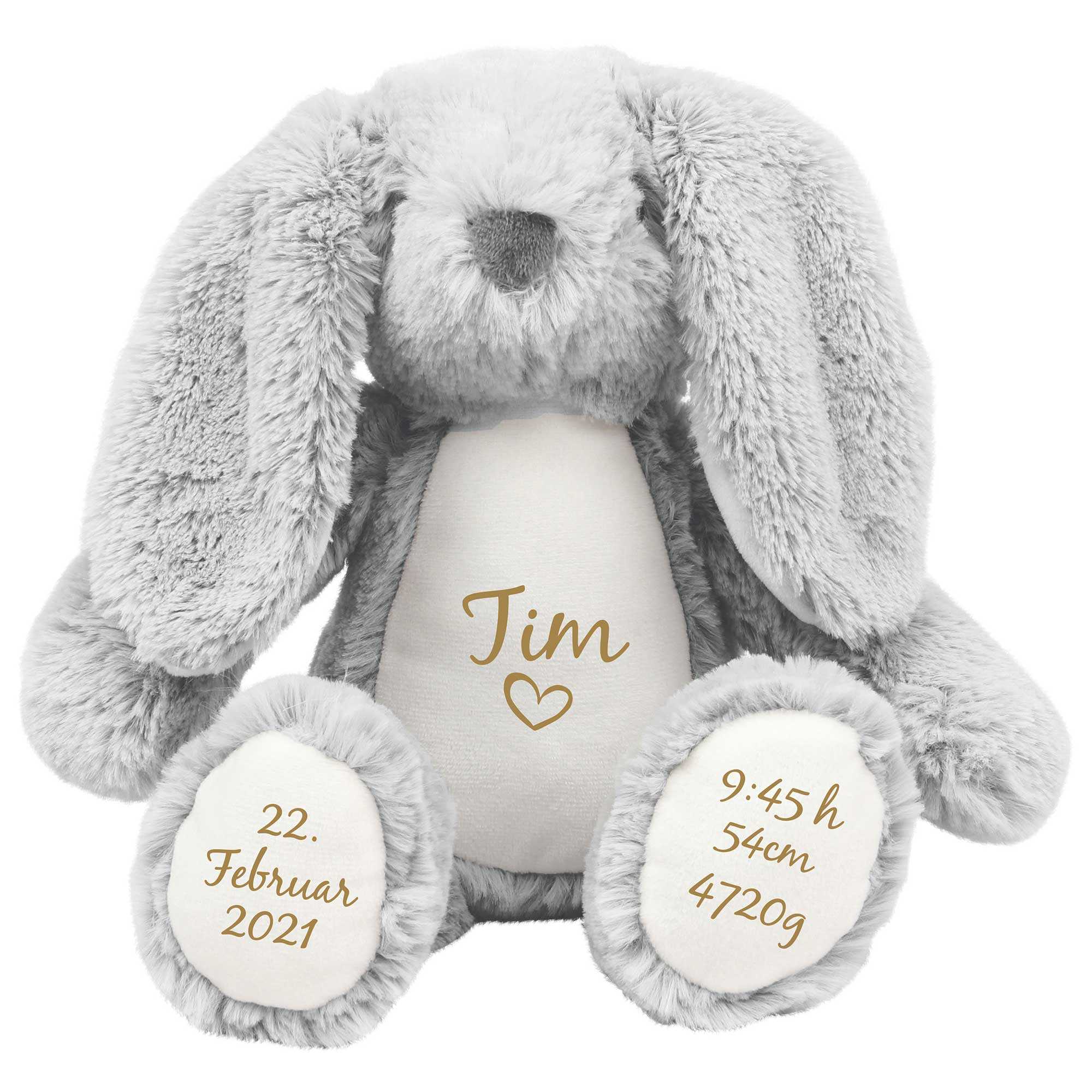 Kuscheltier Hase mit Namen & Geburtsdaten – ein unvergessliches Geburtsgeschenk