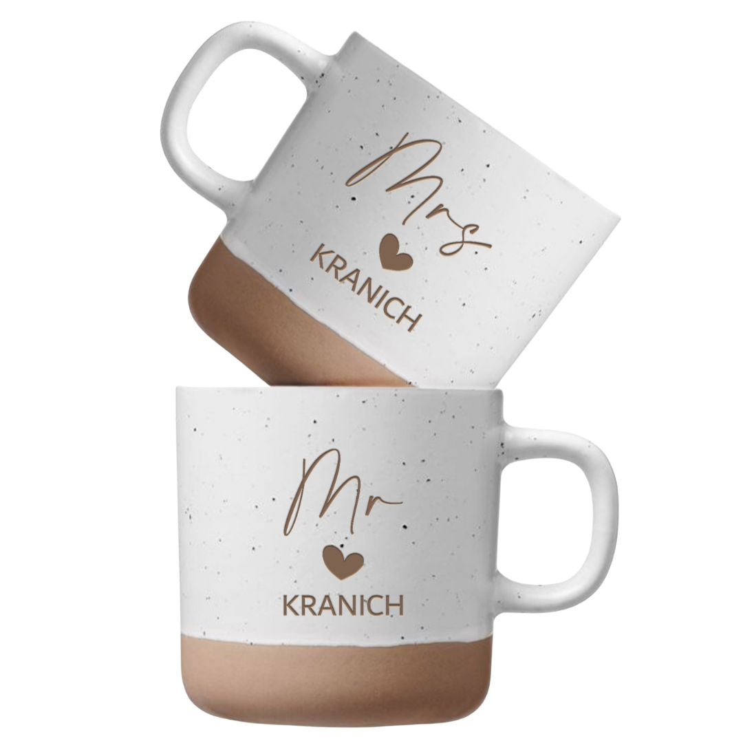 Brautpaar Geschenk zur Hochzeit | Personalisiertes Hochzeitsgeschenk-Set mit Mr & Mrs Tassen, Tablett & Geschenkbox