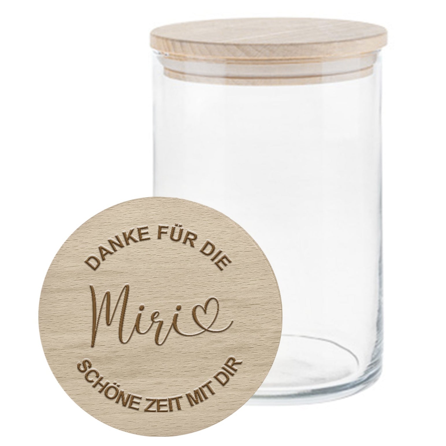 Personalisiertes Vorratsglas mit Gravur „Danke für die schöne Zeit mit Dir“ – ideales Abschiedsgeschenk für Erzieherin, Kollegin oder Lehrerin
