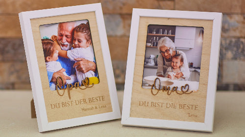 Geschenkset Bilderrahmen für Oma und Opa mit Namen und Foto