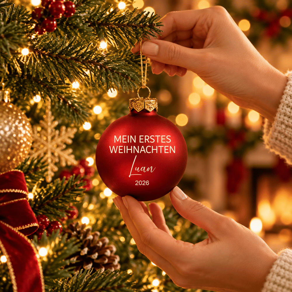 Weihnachtskugel personalisiert – Mein erstes Weihnachten mit Name und Jahr