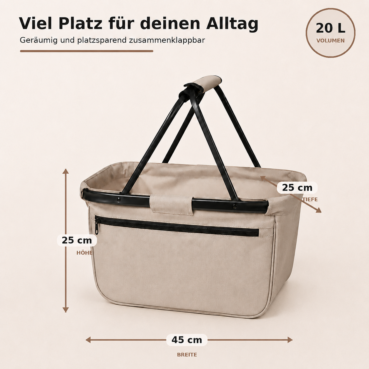 Personalisierter Einkaufskorb für Mama mit Kindernamen – Beige