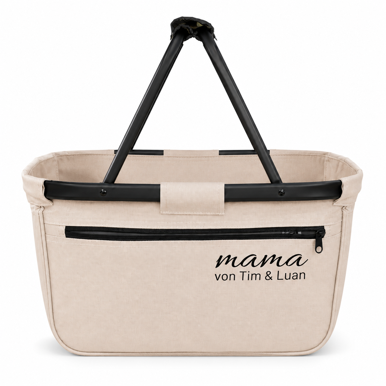 Personalisierter Einkaufskorb für Mama mit Kindernamen – Beige