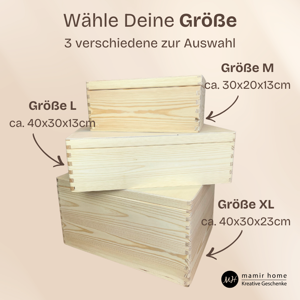 Erinnerungskiste Baby personalisiert mit 3D Namen – Holz Erinnerungsbox zur Geburt & Taufe – Geburtsgeschenk & Taufgeschenk