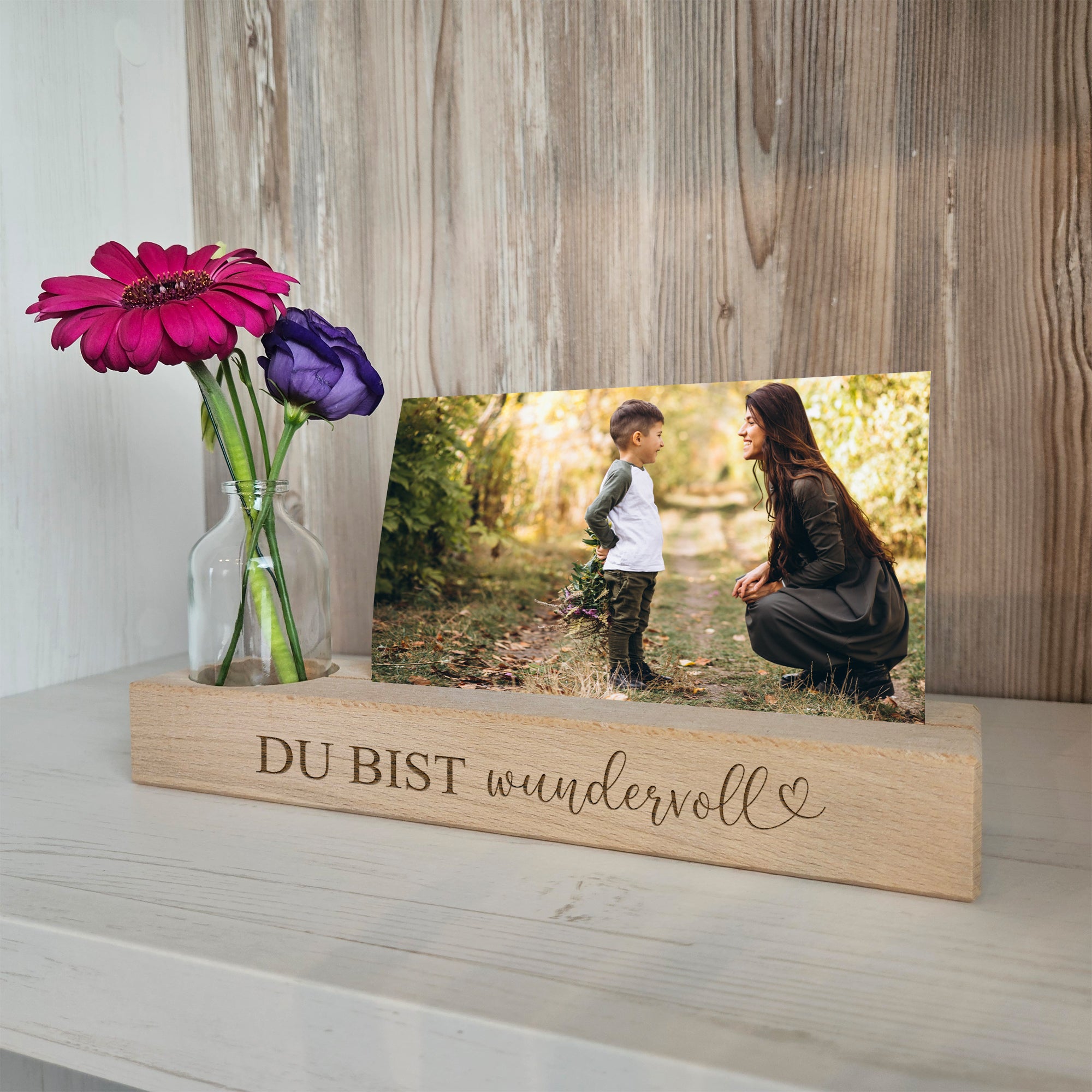 Fotoleiste mit Vase und Gravur Du bist wundervoll für persönliche Geschenke