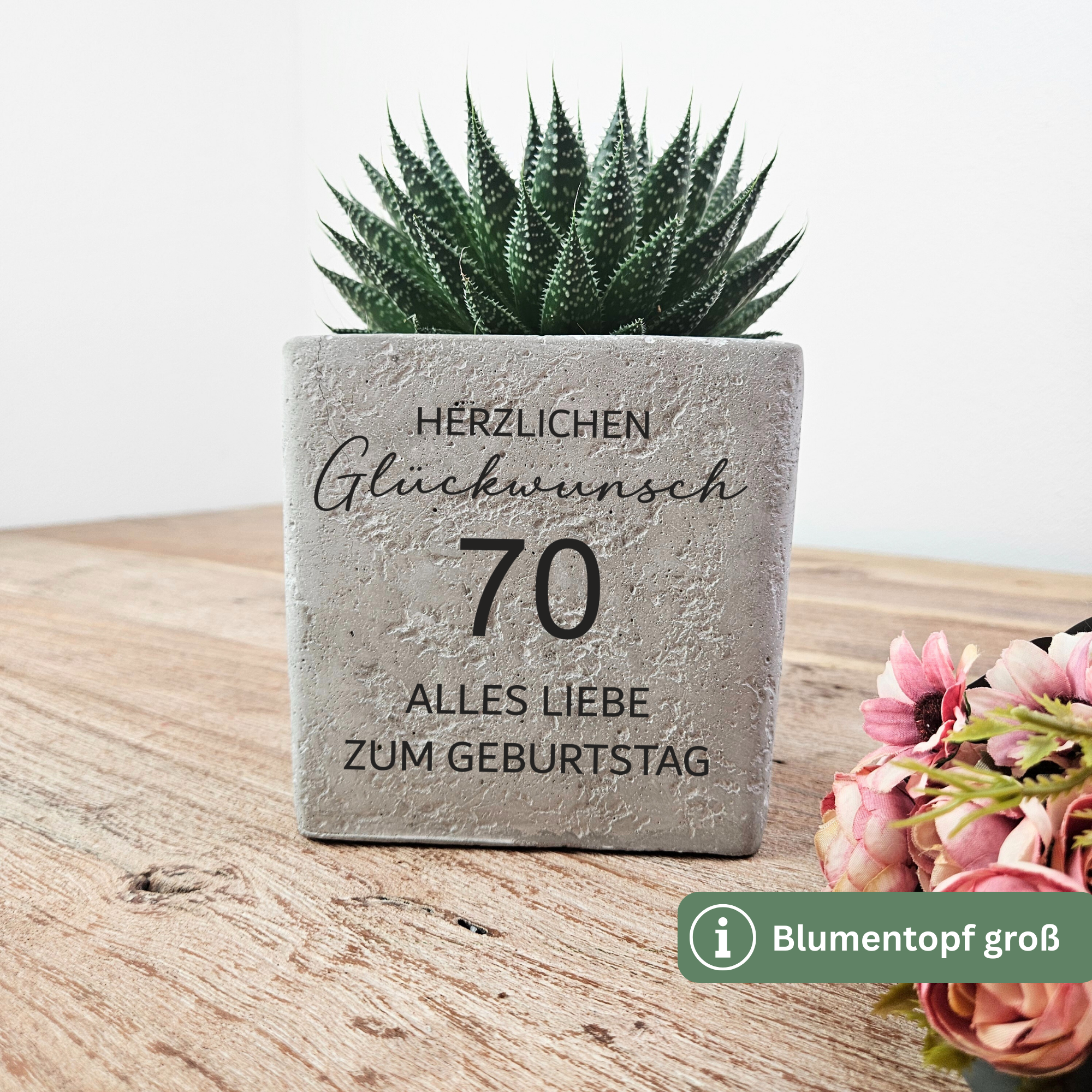 Exklusiver personalisierter Blumentopf mit Wunschzahl als langlebiges Geburtstagsgeschenk
