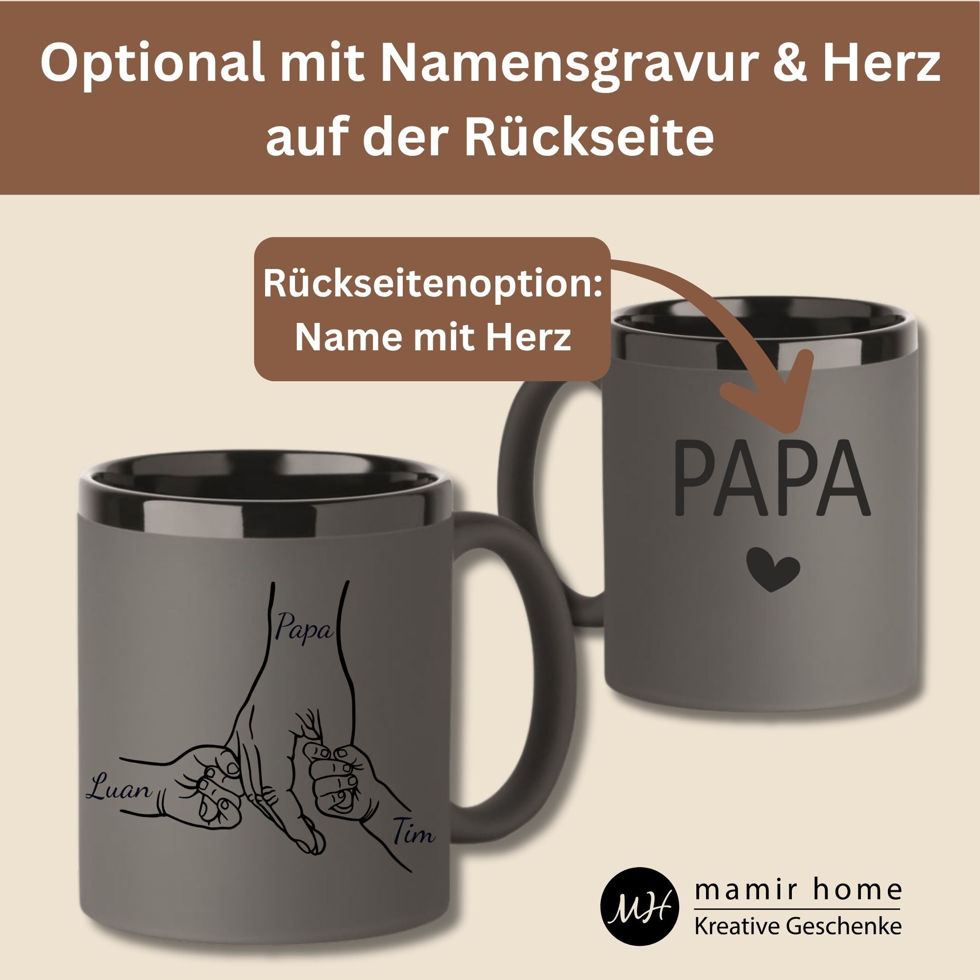 Opa Tasse mit Gravur von Kinderhand und Name Anna, emotionales Geschenk zu Weihnachten oder Geburtstag