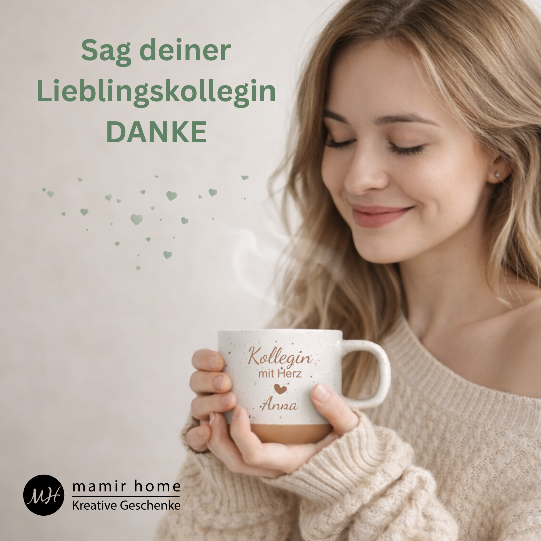 Tasse Kollegin mit Herz personalisiert – Geschenk für eine Kollegin | Danke Kollegin Geschenk | Lieblingskollegin Tasse
