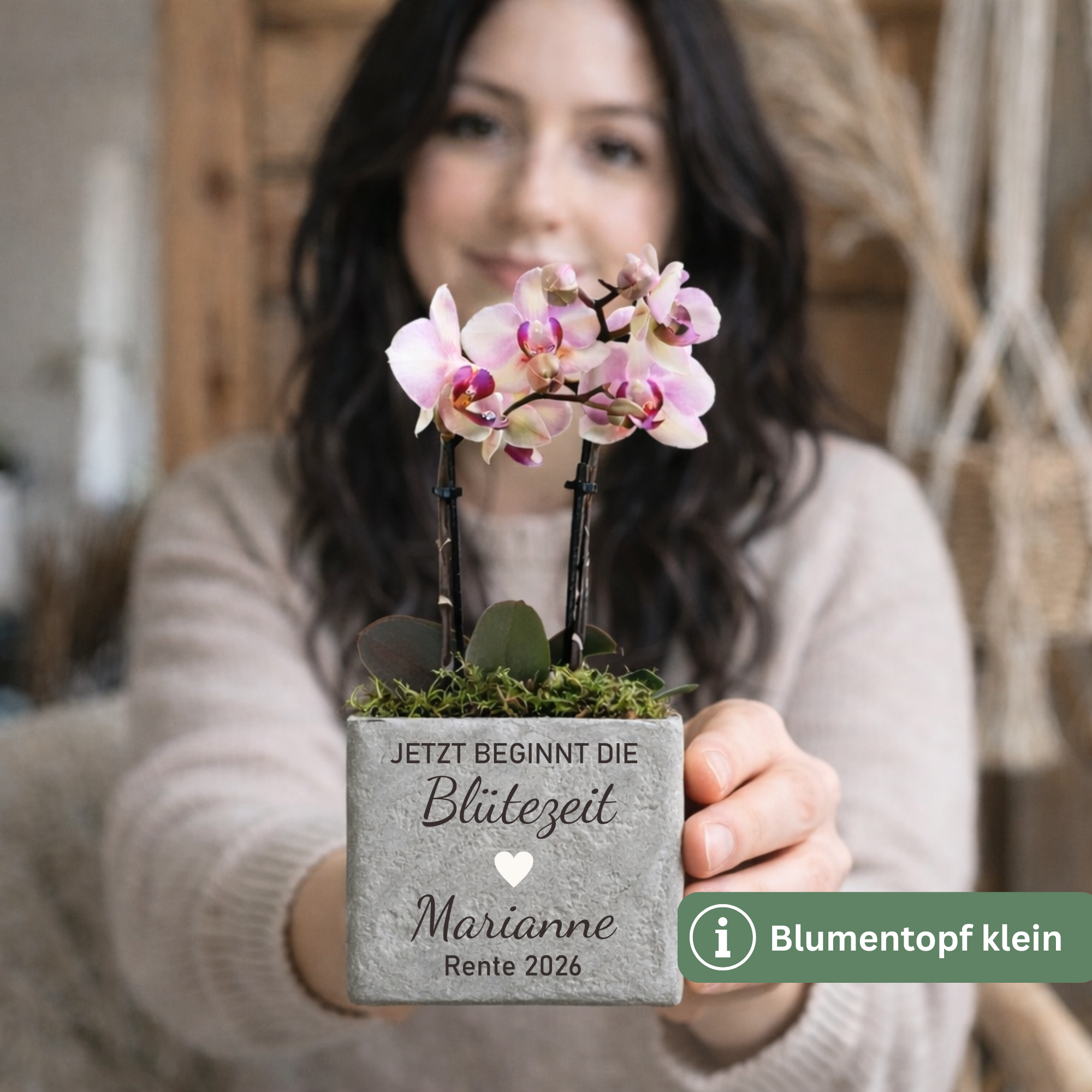 Personalisiertes Abschiedsgeschenk zur Rente – Blumentopf „Jetzt beginnt die Blütezeit“ mit Namen & Wunschtext