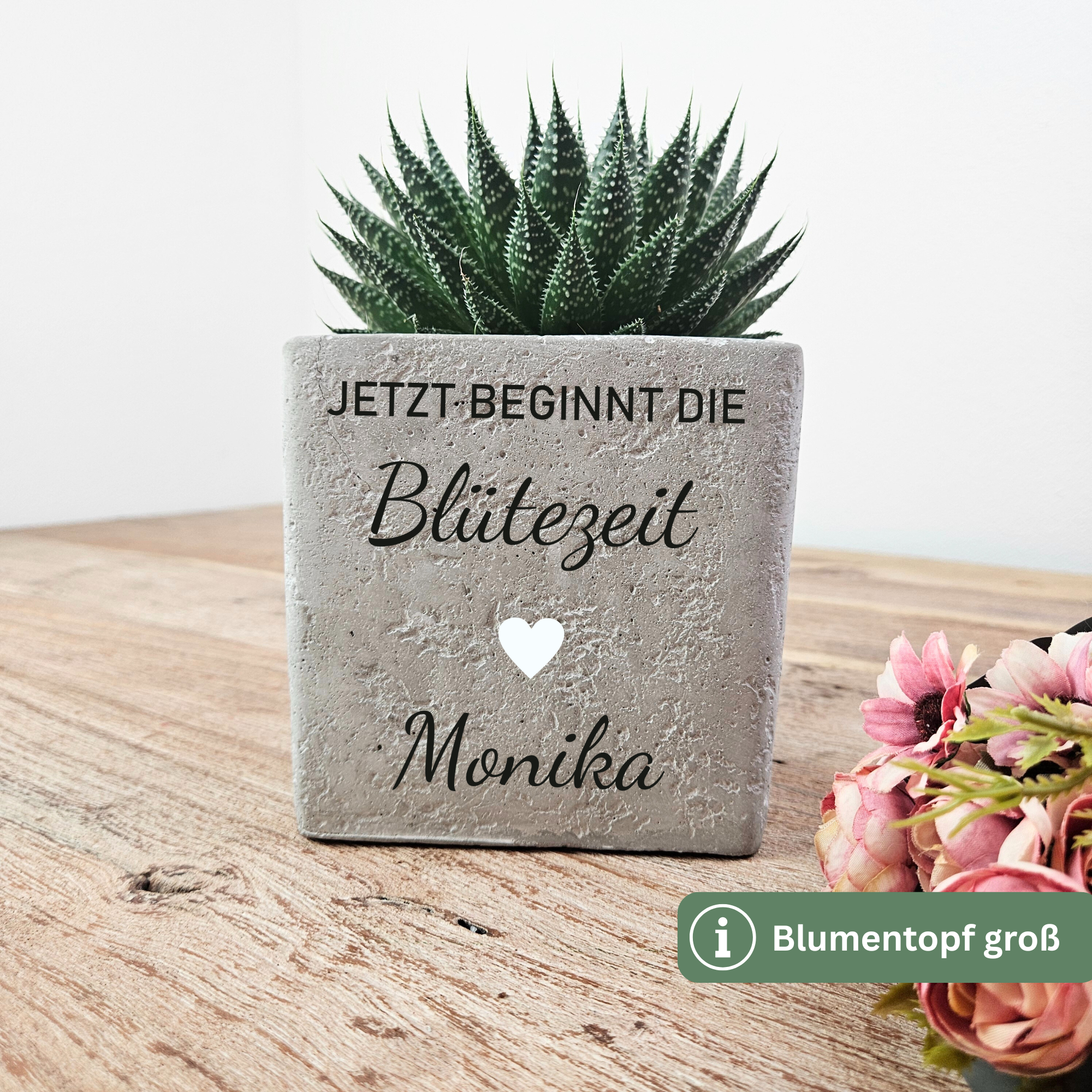Personalisiertes Abschiedsgeschenk zur Rente – Blumentopf „Jetzt beginnt die Blütezeit“ mit Namen & Wunschtext