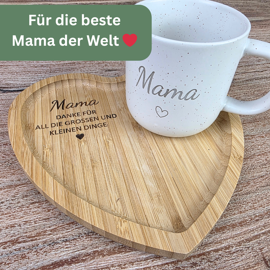 Muttertagsgeschenk für Mama oder Oma – Tasse mit Herztablett | Geschenk für Mama | Danke für all die großen und kleinen Dinge