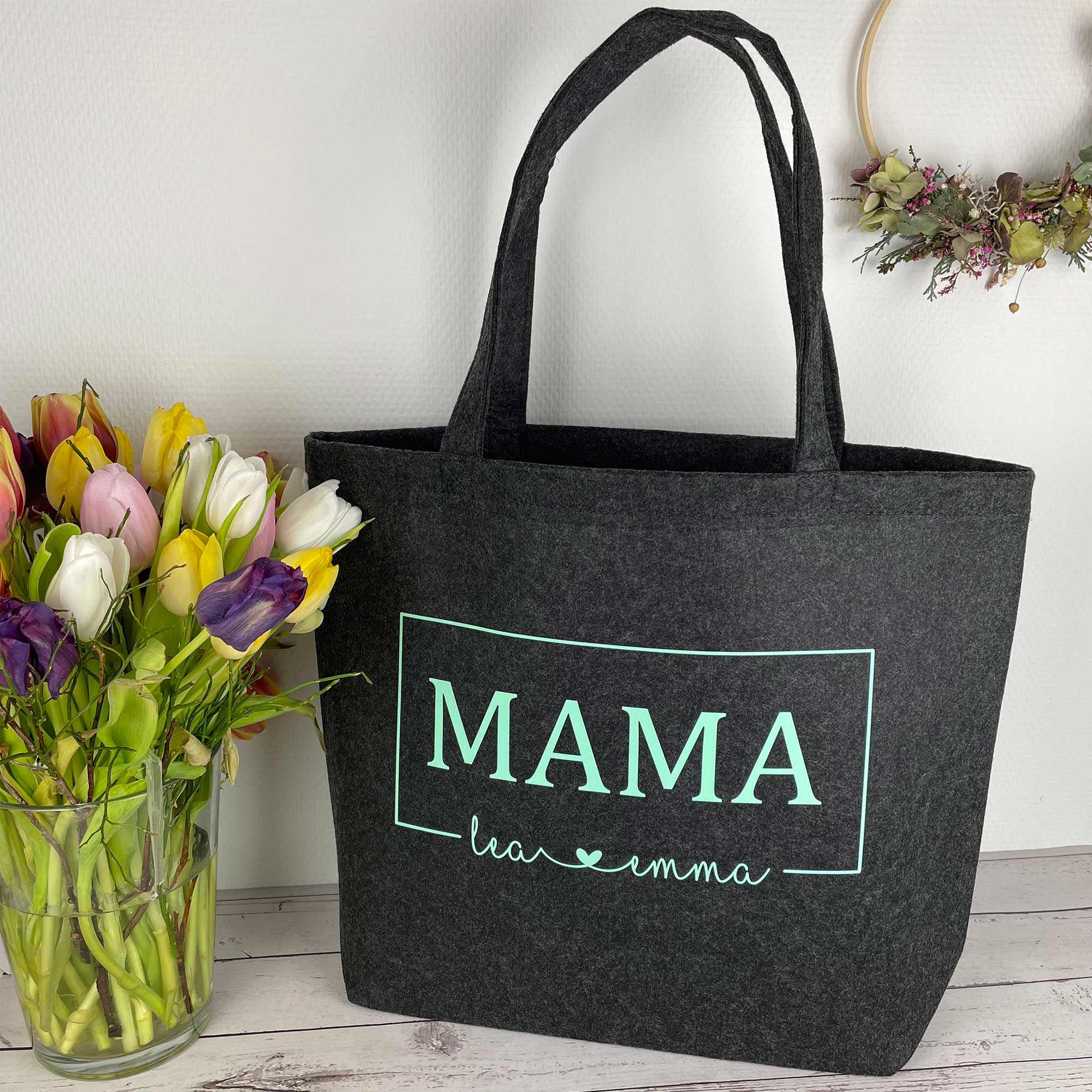 Tasche Oma personalisiert mit Namen | XL Filztasche Oma personalisiert mit Name