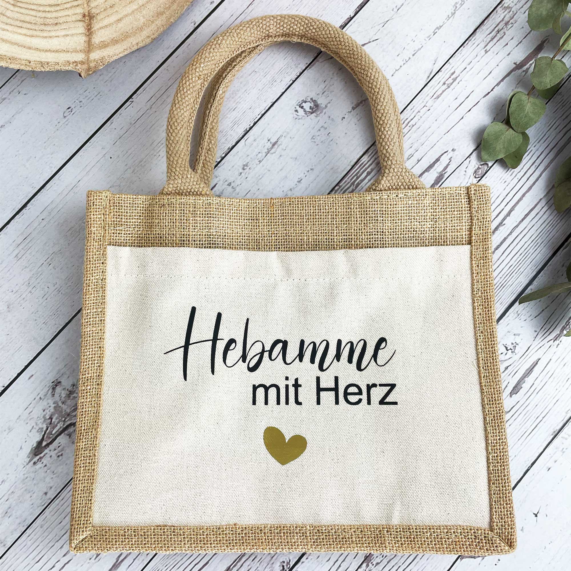 Personalisierte Geschenktasche Hebamme mit Herz – liebevoll gestaltet als Geschenk zur Geburt oder zum Danke sagen