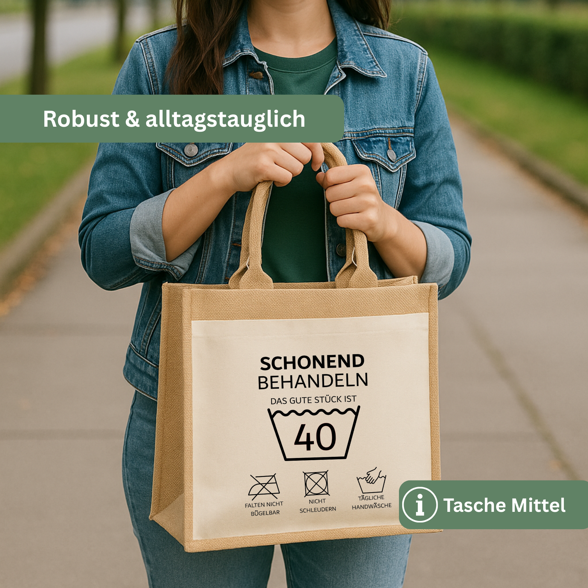 Personalisierte Jutetasche zum Geburtstag „Schonend behandeln“ – Lustiges Geburtstagsgeschenk mit Wunschzahl