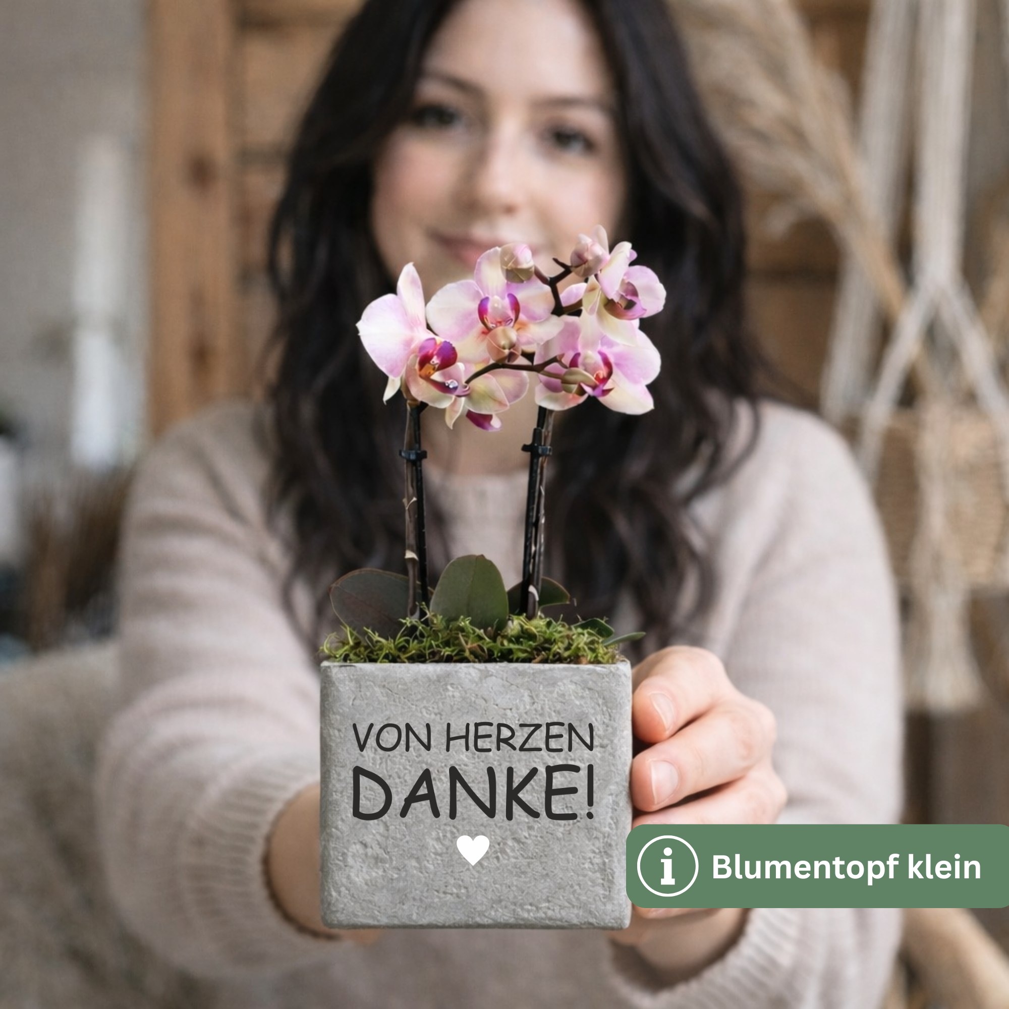 Dankeschön Geschenk „Von Herzen Danke“ – Kleines Dankeschön als liebevolle Aufmerksamkeit | Blumentopf in 2 Größen