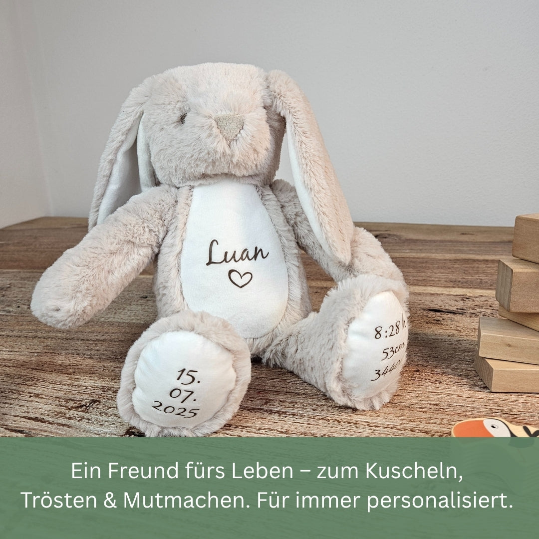 Personalisierter Kuschelhase – ein Freund fürs Leben zum Kuscheln, Trösten und Mutmachen
