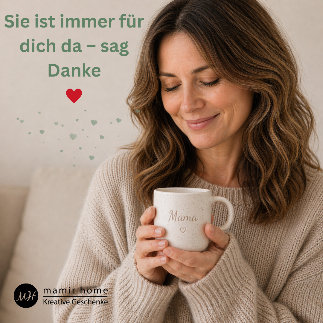 Muttertagsgeschenk für Mama oder Oma – Tasse mit Herztablett | Geschenk für Mama | Danke für all die großen und kleinen Dinge