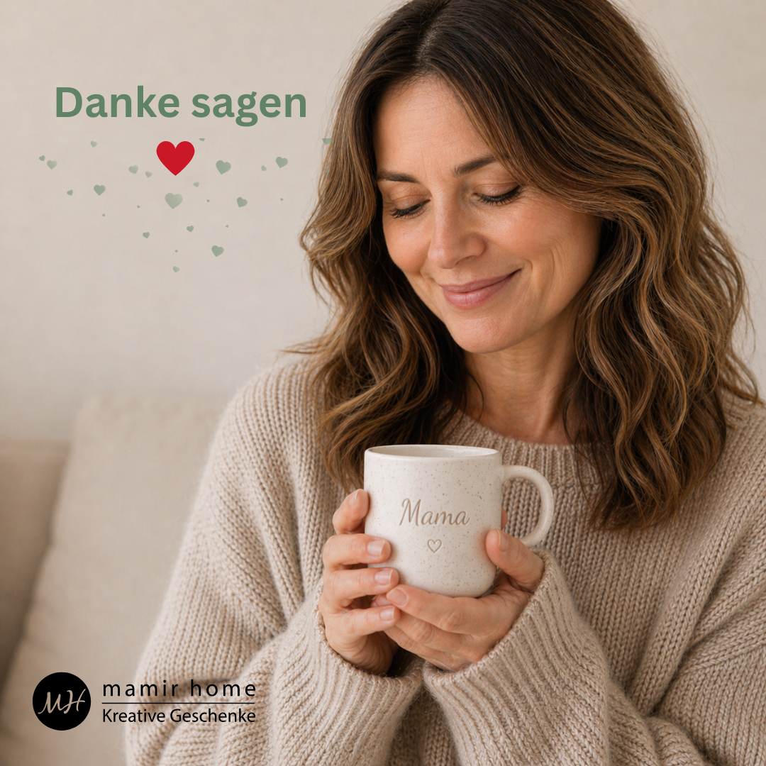 Muttertagsgeschenk Mama personalisiert – Tasse mit Herz-Tablett | Geschenk für Mama mit Namen | Du bist die beste Mama/Oma der Welt
