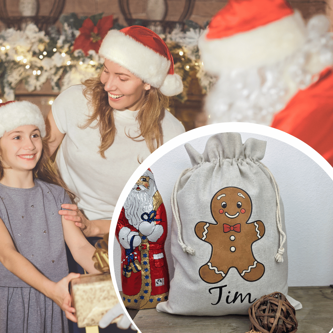 Nikolaussack mit Namen – LEBKUCHENMANN - Weihnachtssack personalisiert