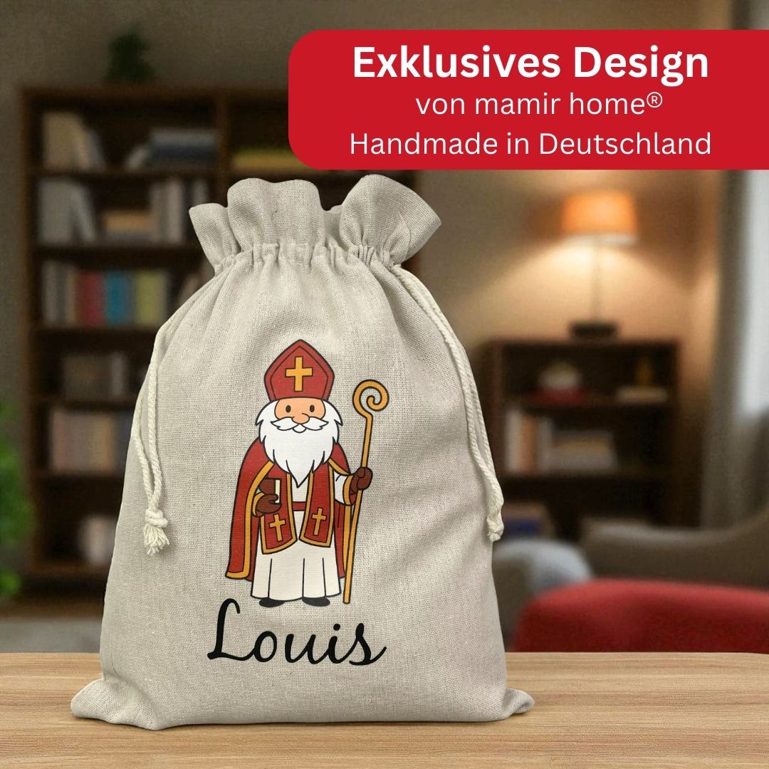 Exklusives Nikolausdesign von mamir home – Nikolaussäckchen personalisiert Handmade in Deutschland