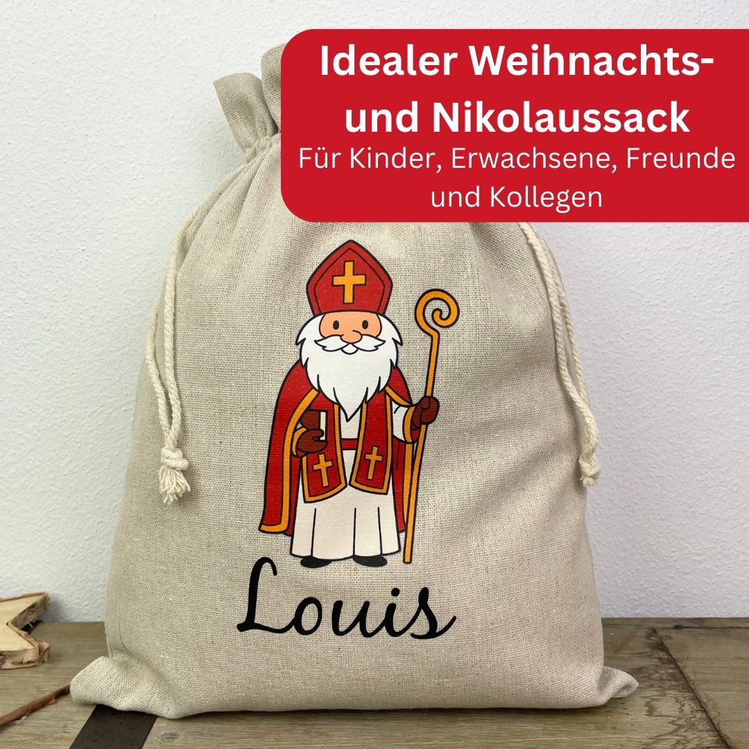 Nikolaussack personalisiert als Weihnachts- und Nikolausgeschenk für Kinder, Freunde und Kollegen