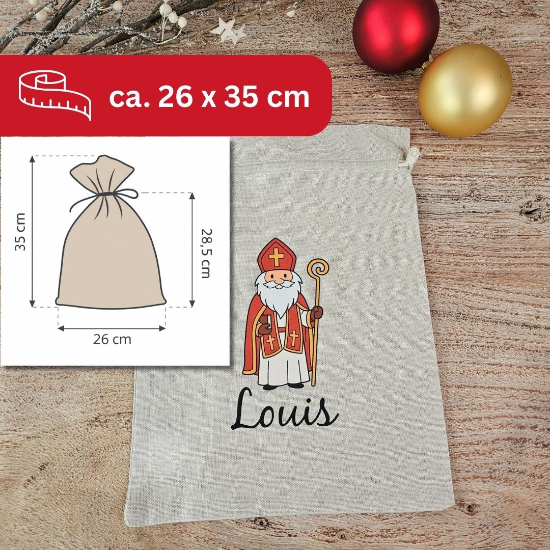 Nikolaussack personalisiert ca. 26 x 35 cm – Nikolausgeschenk Kinder mit Wunschname