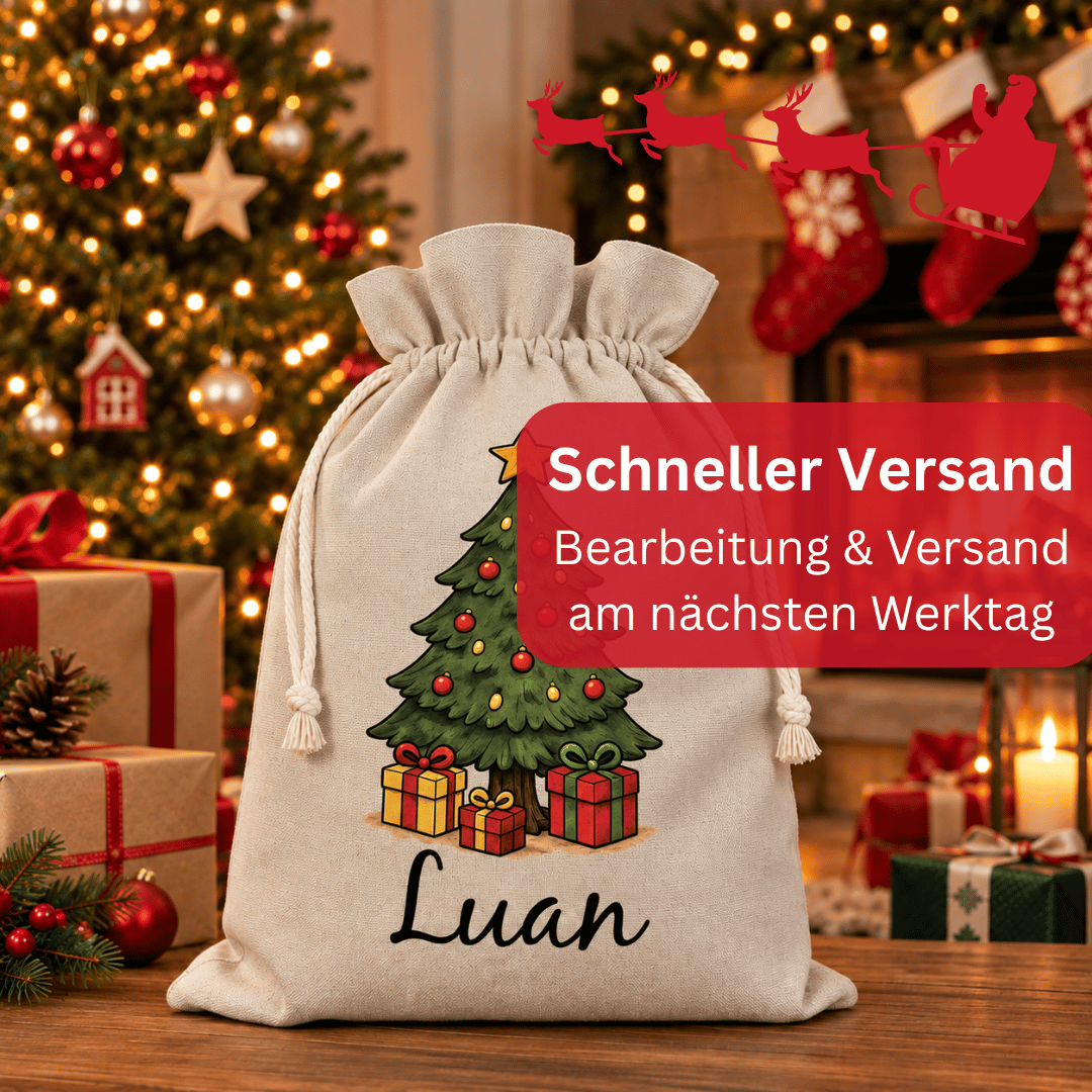 Weihnachtssack personalisiert mit Namen – WEIHNACHTSBAUM