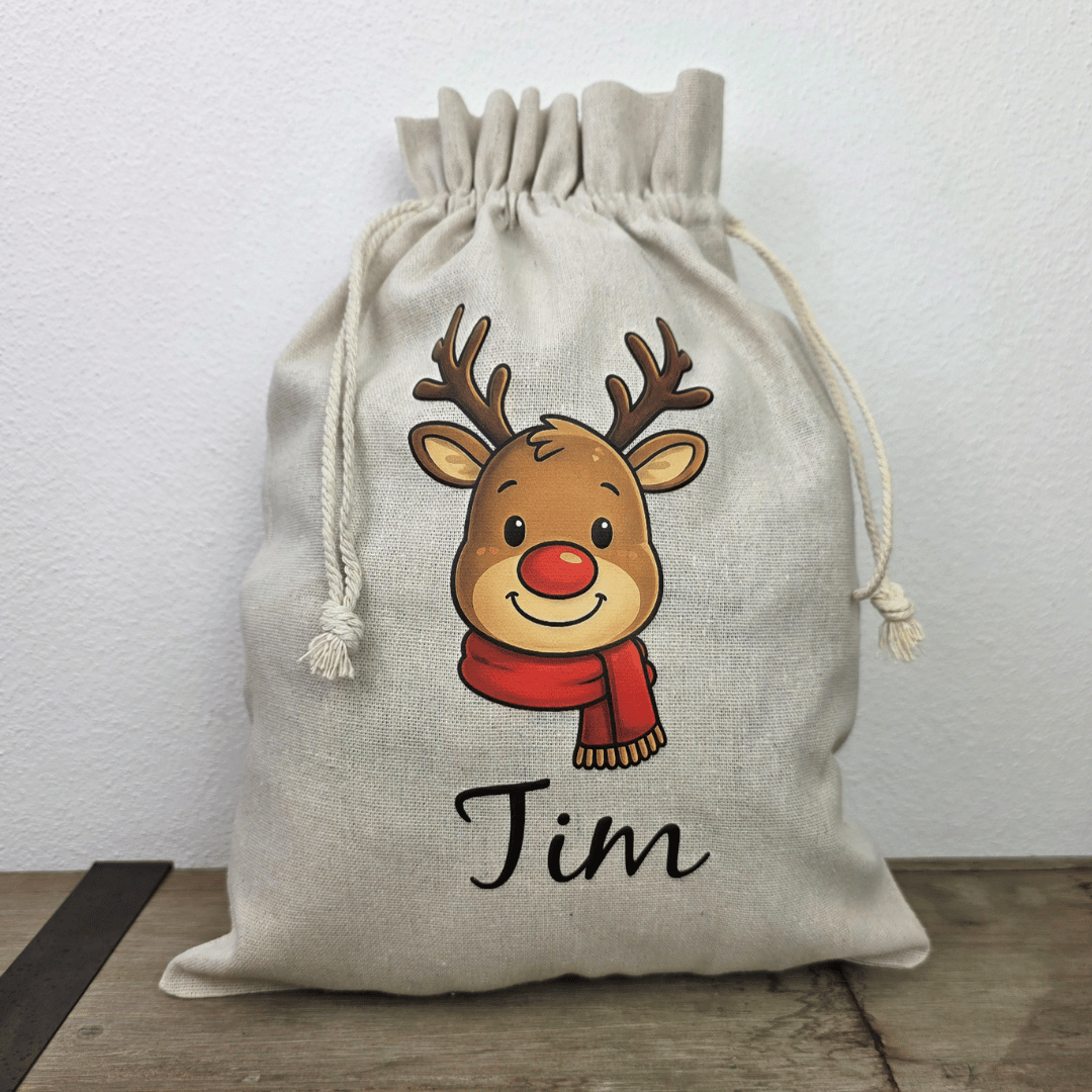 Weihnachtssack mit Namen – RENTIER - Nikolaussack personalisiert