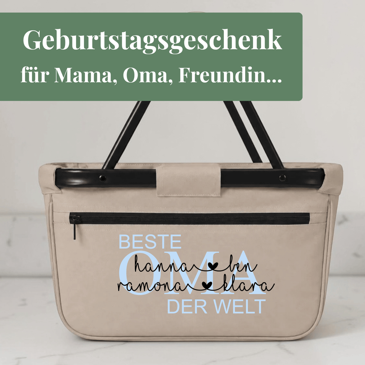 Einkaufskorb personalisiert „Beste Oma der Welt“ – Geschenk Beste Oma mit Kindernamen